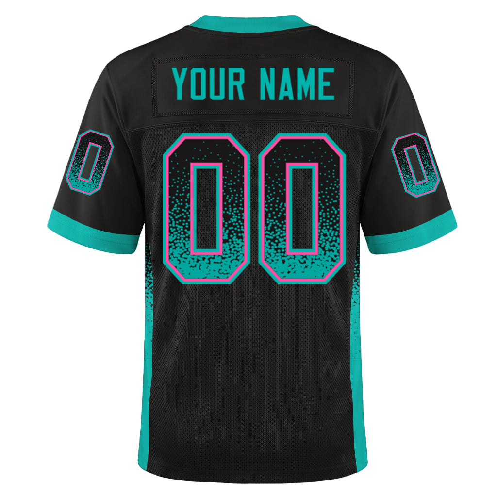 Custom Black Aqua-Pink Mesh Drift Fashion Mesh Football Jersey
