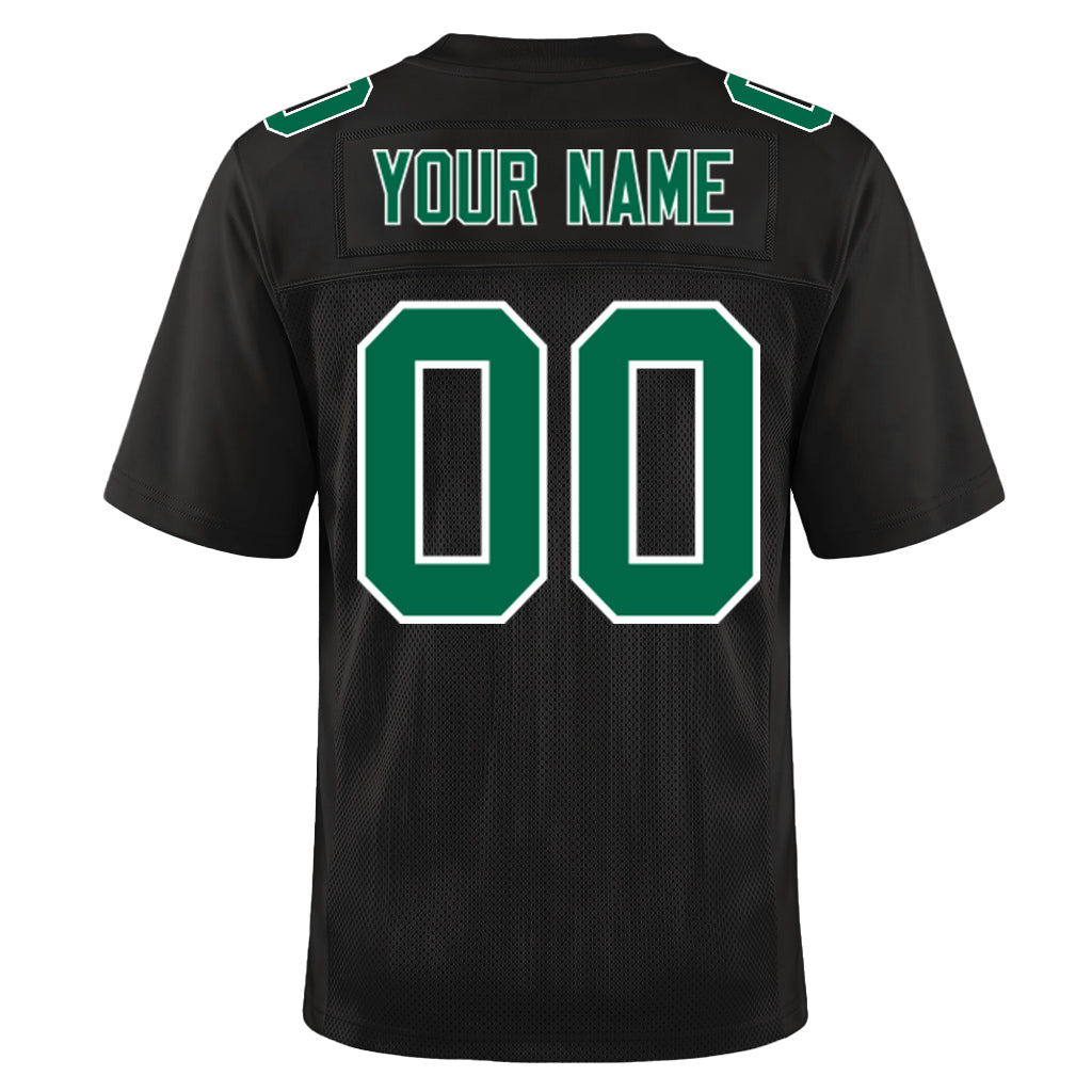 Custom Black Kelly Green-White Custom Name Mesh Football Jersey
