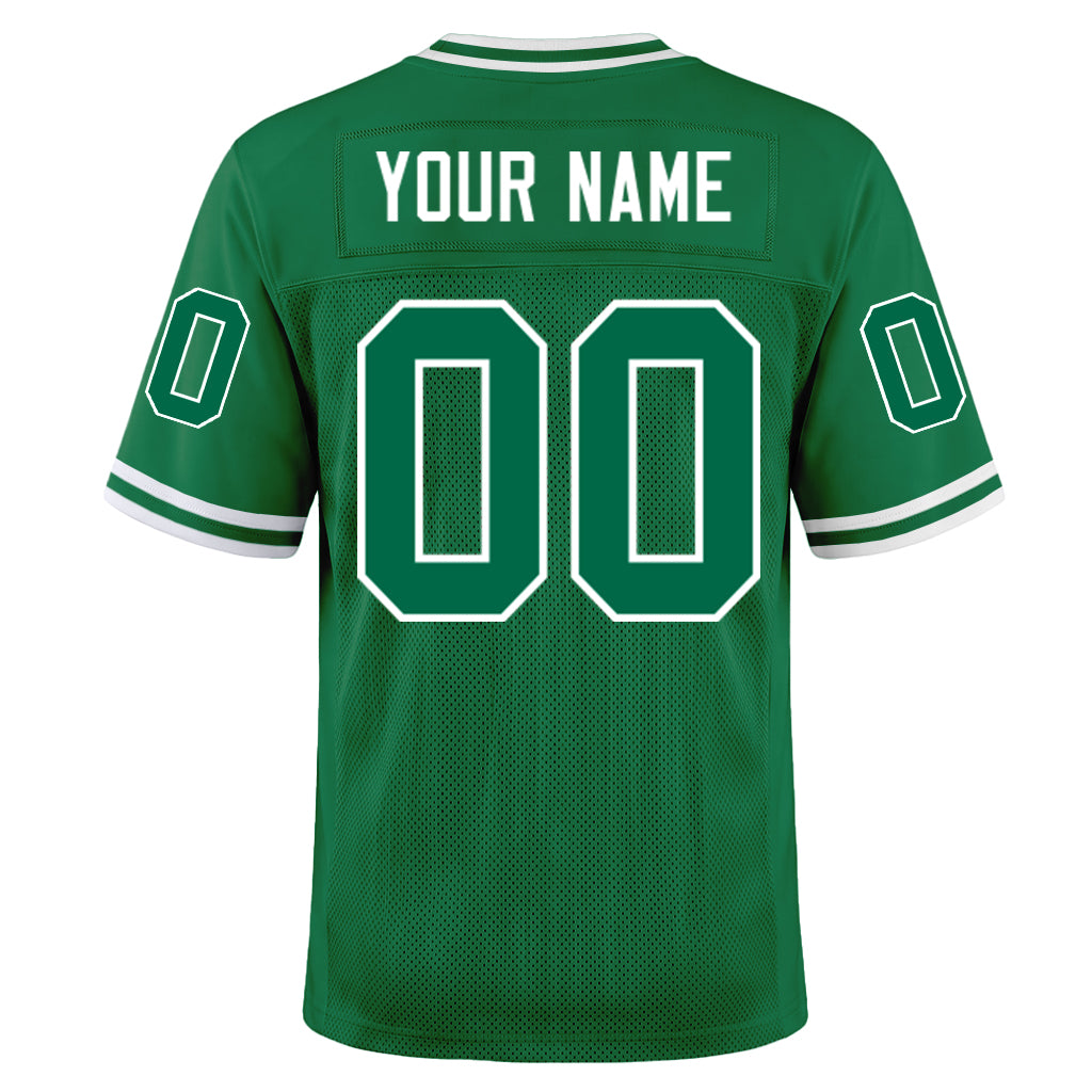Custom Kelly Green White Mesh Football Jersey
