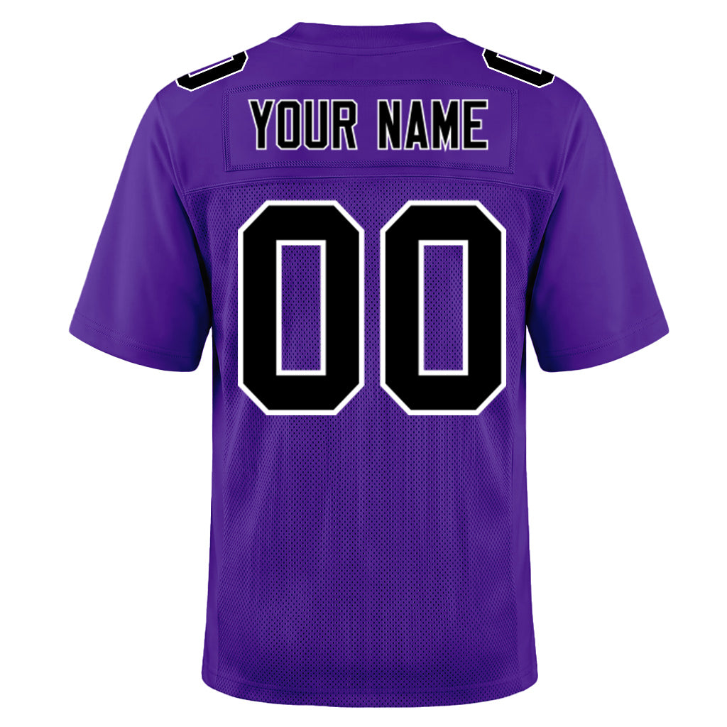 Custom Purple Black-White Mesh Football Jersey