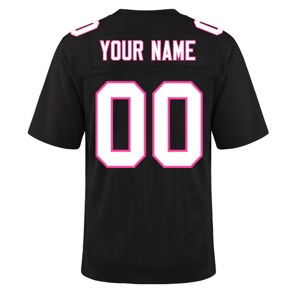 Custom Black White-Pink Mesh Football Jersey