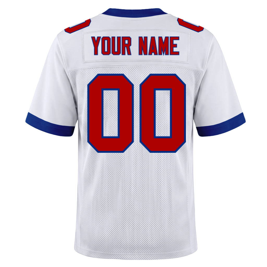 Custom White Red-Royal Mesh Football Jersey