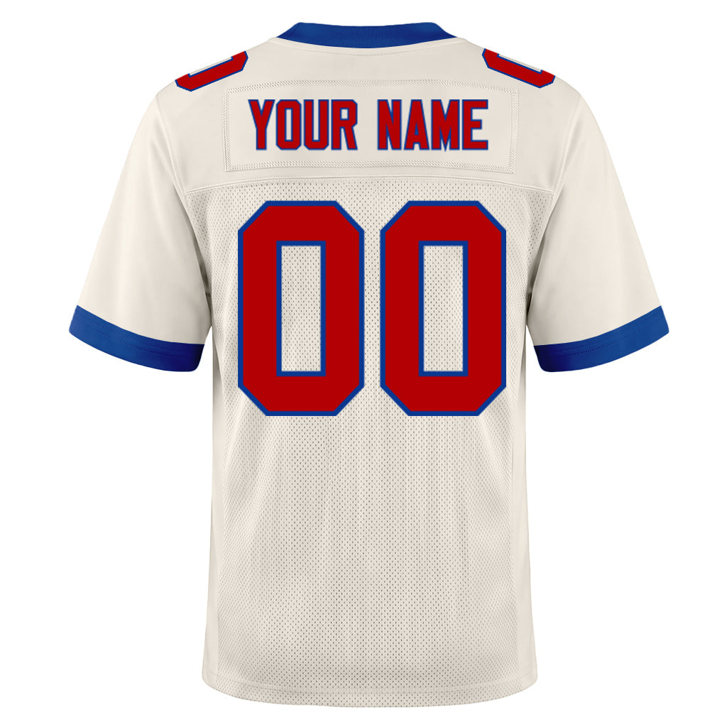 Custom Cream Red-Royal Football Jersey