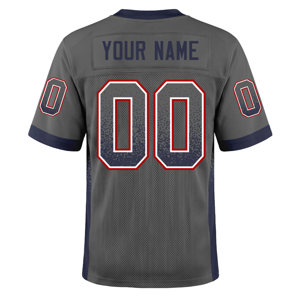 Custom Gray Navy-Red Drift Fashion Mesh Football Jersey