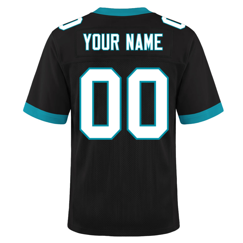 Custom Black White-Panther Blue Mesh Football Jersey