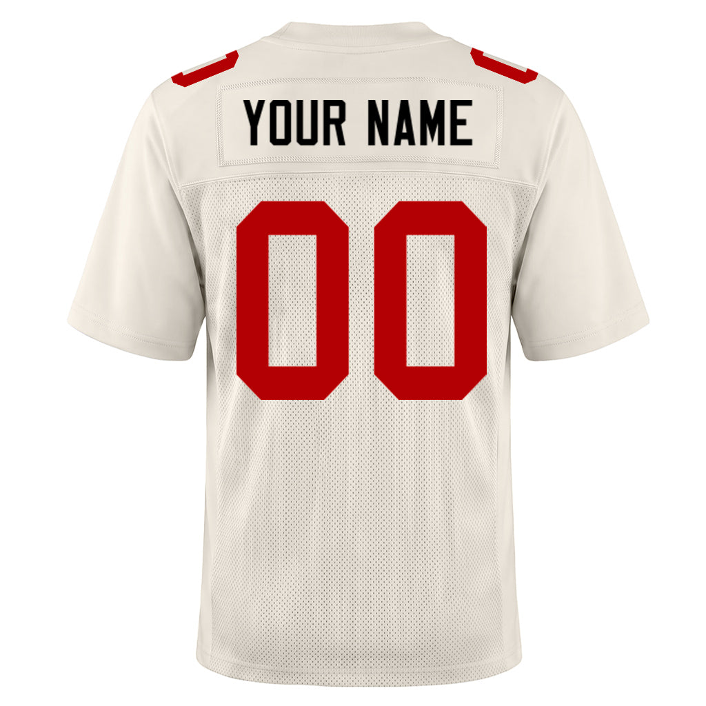 Custom Cream Red Mesh Football Jersey
