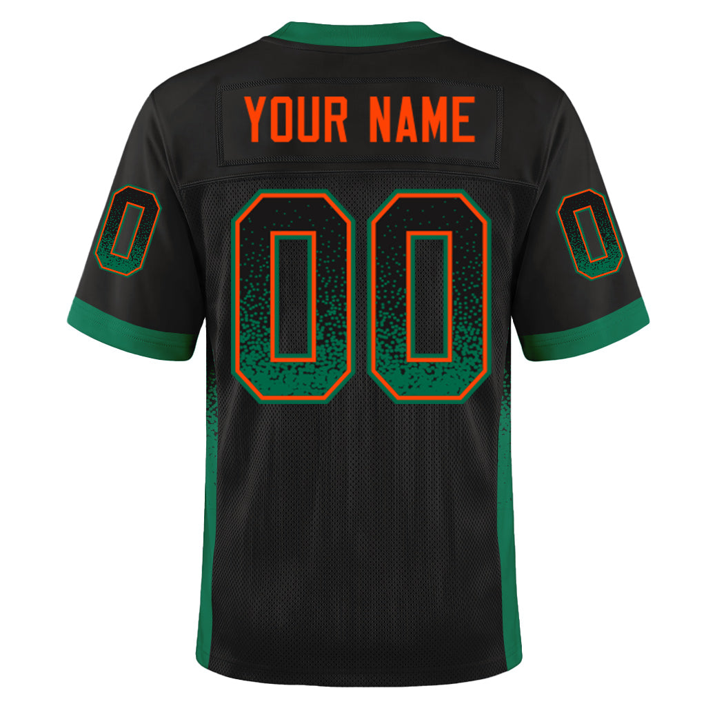 Custom Black Kelly Green-Orange Mesh Drift Fashion Mesh Football Jersey