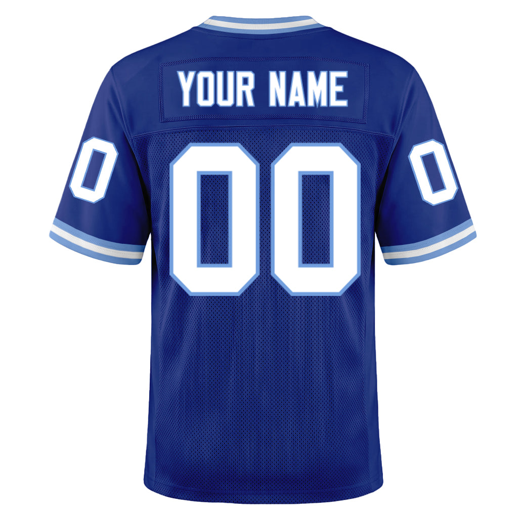 Custom Royal White-Light Blue Mesh Football Jersey