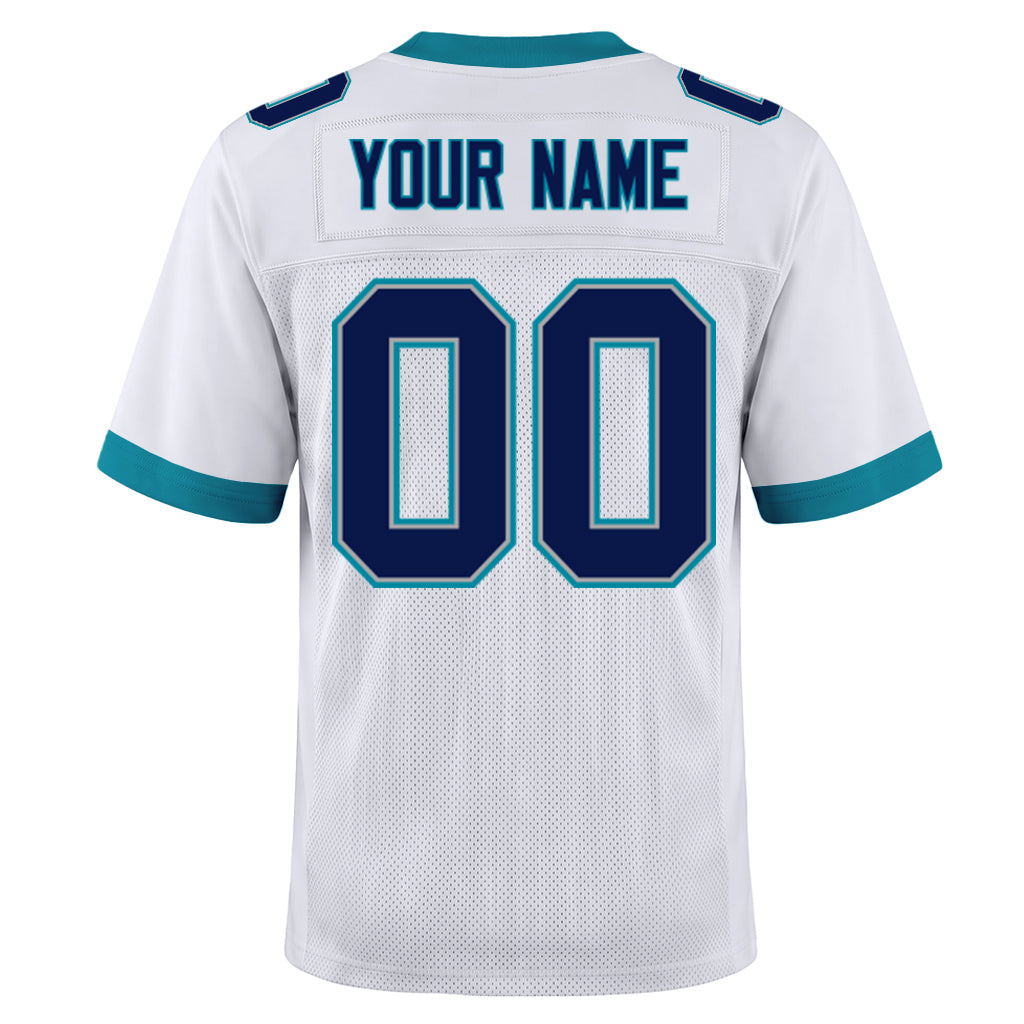 Custom White Navy Gray-Teal Mesh Football Jersey