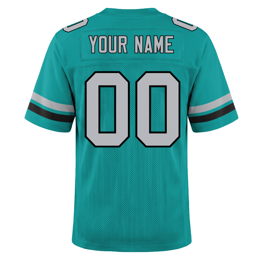 Custom Aqua Gray-Black Mesh Football Jersey