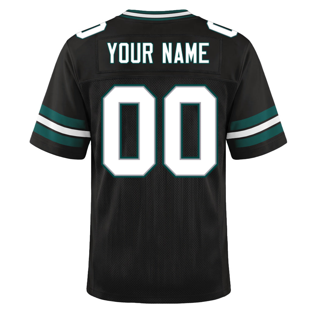 Custom Black White Gray-Midnight Green Mesh Football Jersey