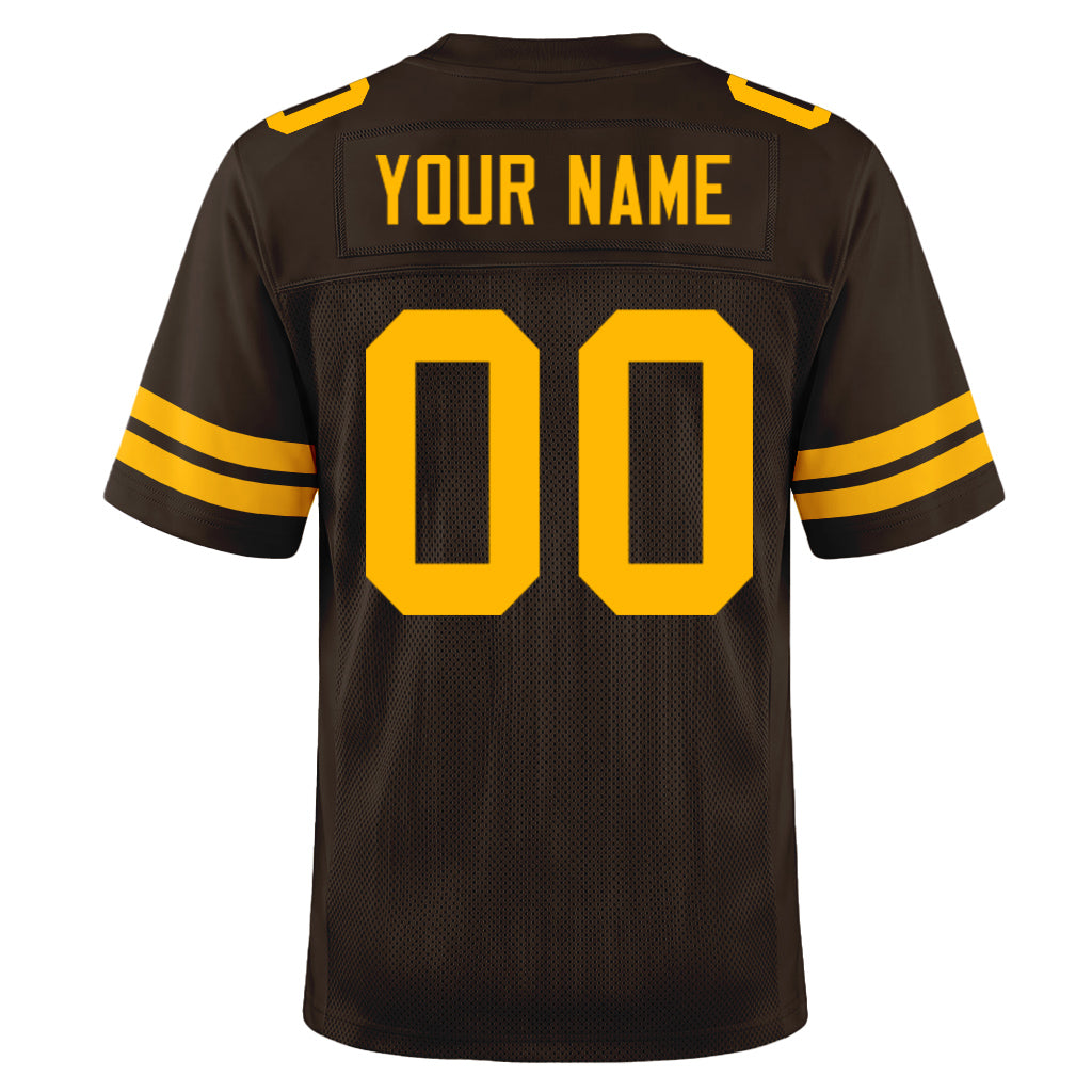 Custom Brown Gold Mesh Football Jersey