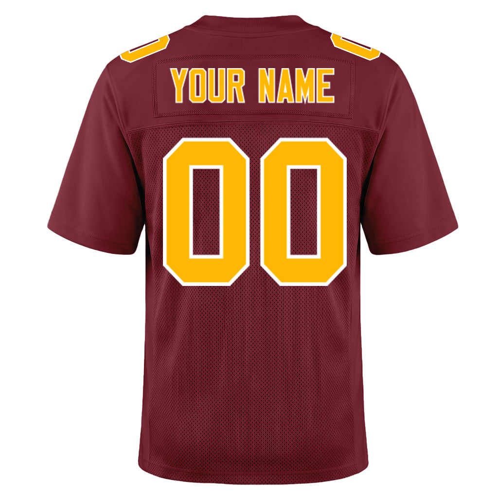 Custom Burgundy Gold-White Football Jersey