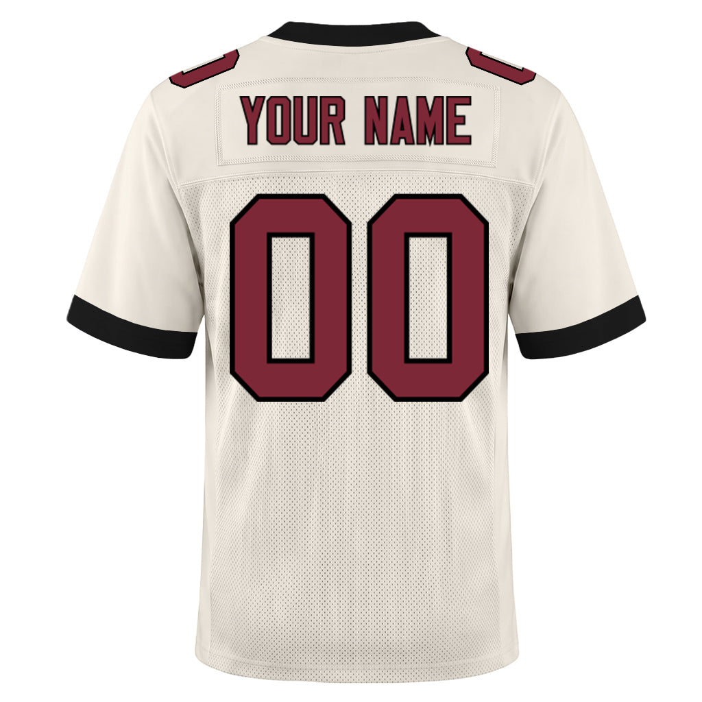 Custom Cream Crimson-Black Mesh Football Jersey