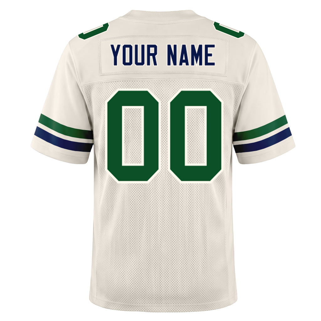 Custom Cream Kelly Green-Navy Mesh Football Jersey