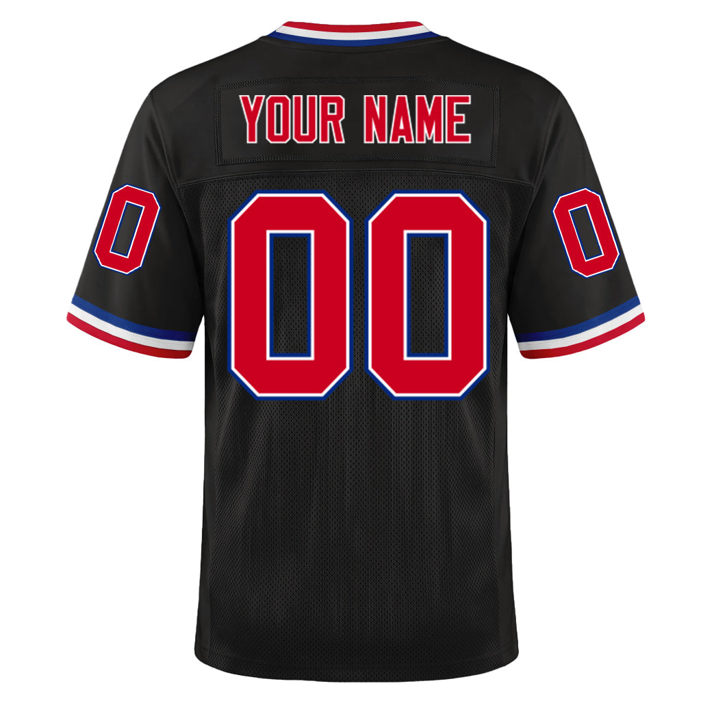 Custom Black Red-Royal Mesh Throwback Mesh Football Jersey
