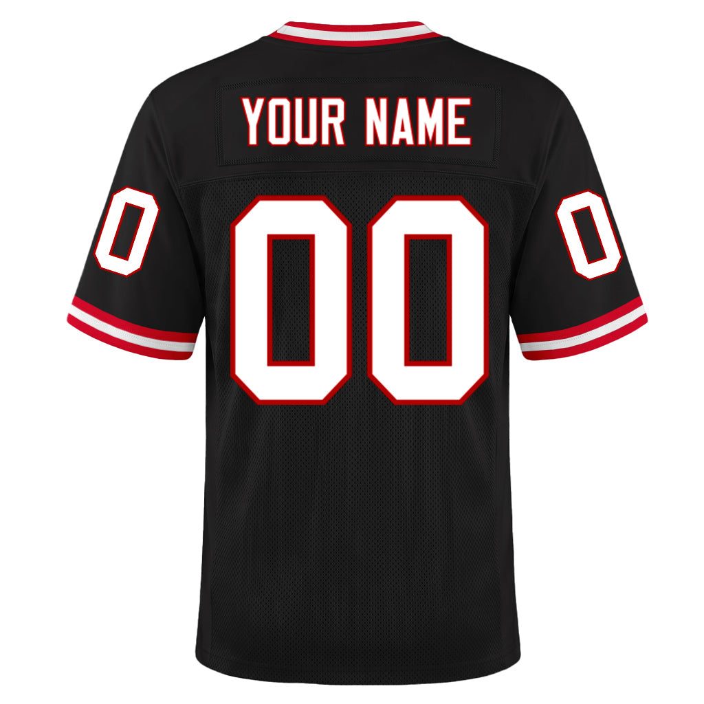 Custom Black White-Red Mesh Football Jersey