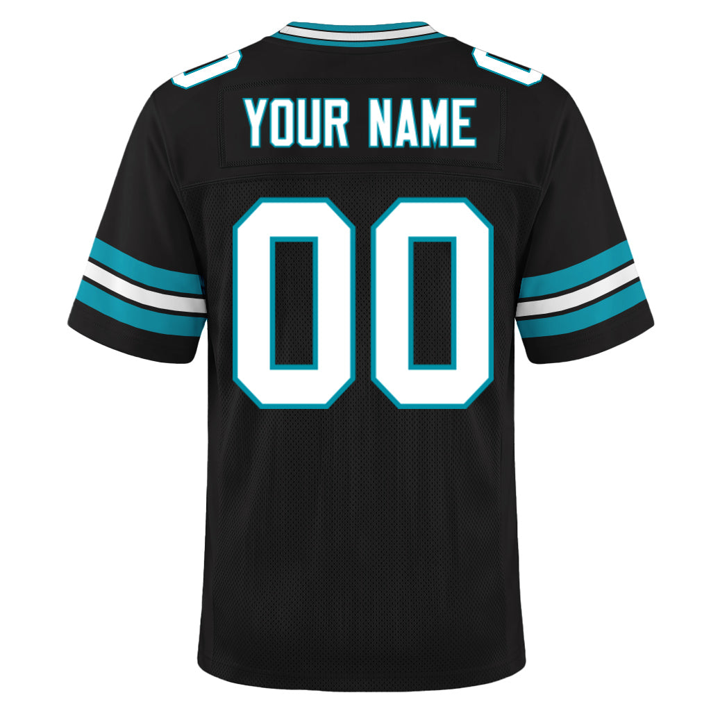 Custom Black White-Panther Blue Mesh Football Jersey