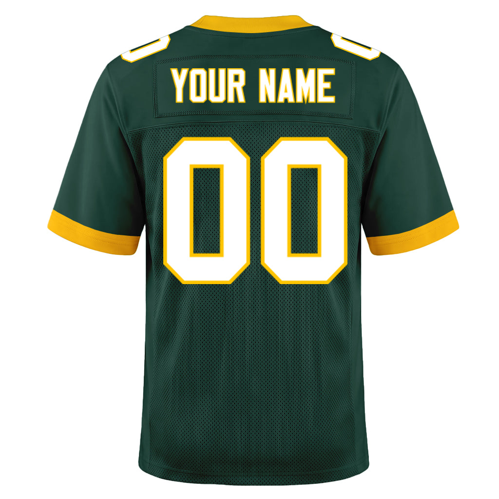 Custom Green White-Gold Mesh Football Jersey