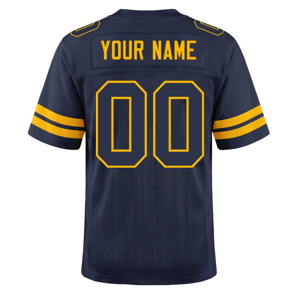 Custom Navy White-Orange Mesh Football Jersey