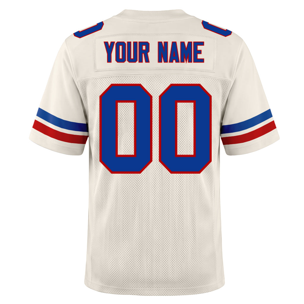 Custom Cream Royal-Red Mesh Football Jersey