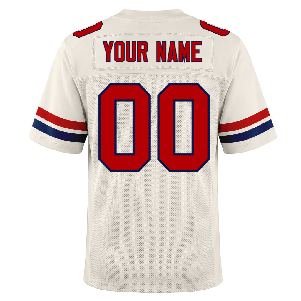 Custom Cream Red-Navy Mesh Football Jersey