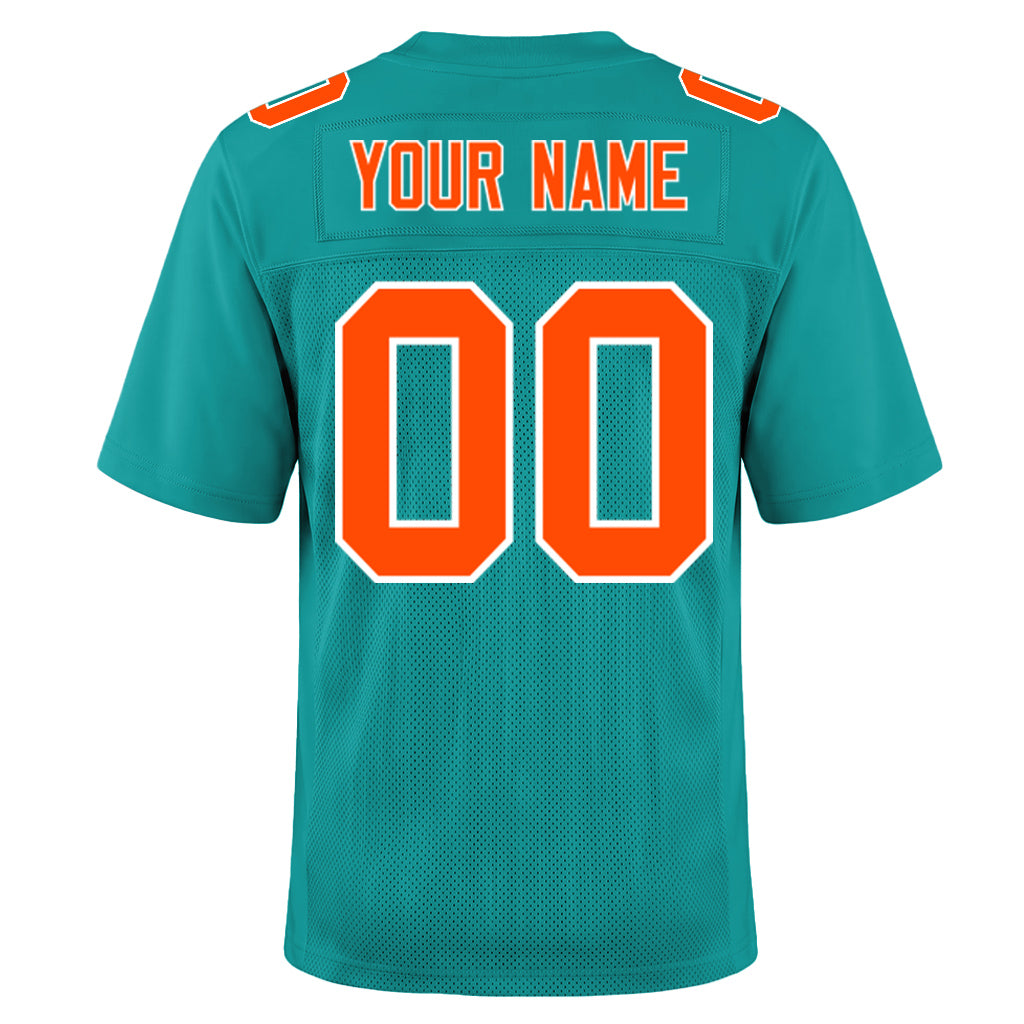 Custom Aqua Orange-White Football Jersey