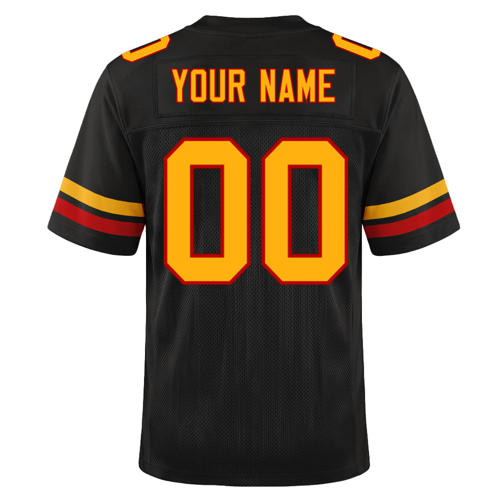 Custom Black Gold-Scarlet Custom Name Mesh Football Jersey