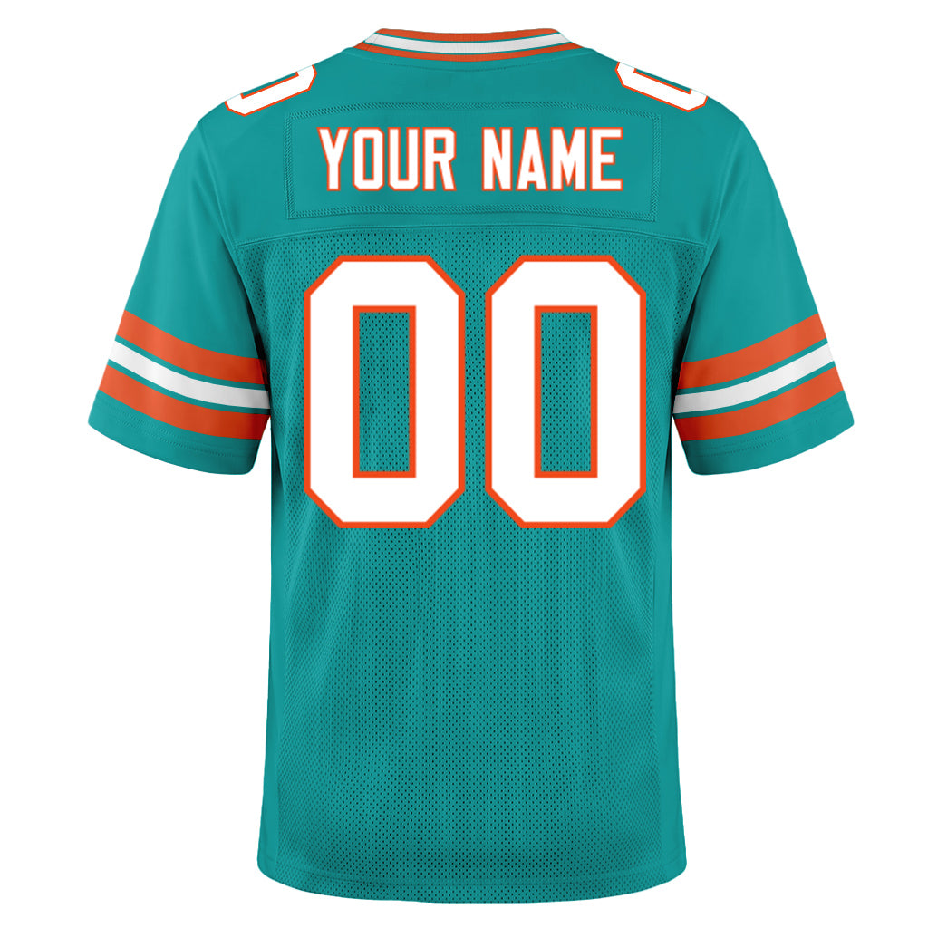 Custom Aqua White-Orange Mesh Football Jersey