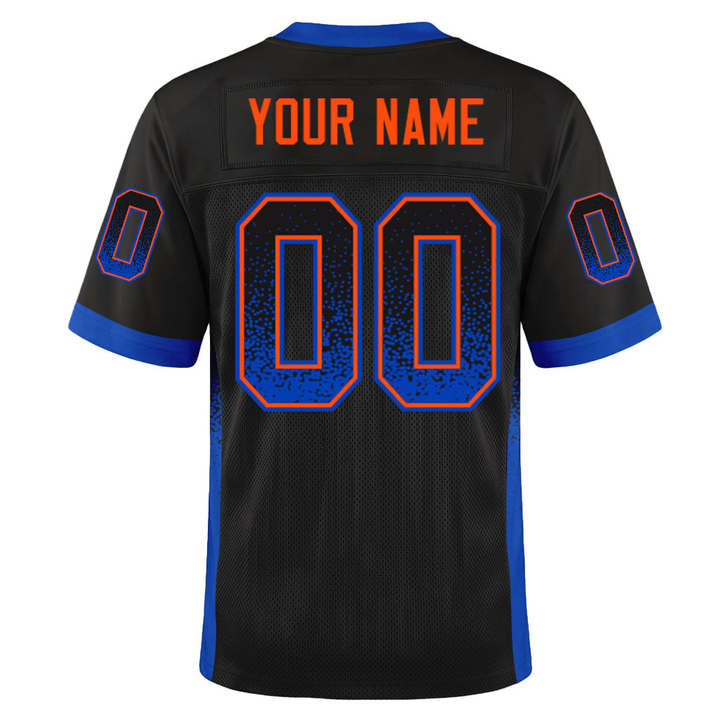 Custom Black Thunder Blue-Orange Mesh Drift Fashion Mesh Football Jersey