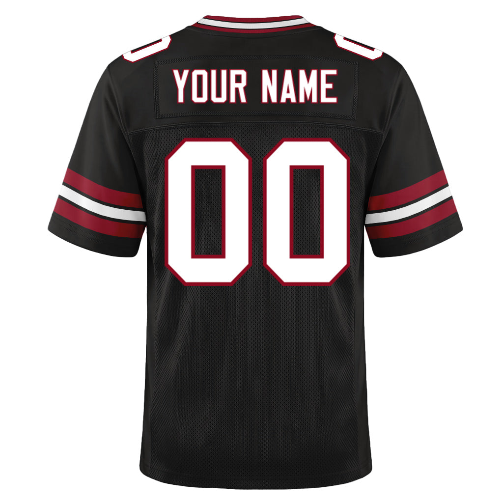 Custom Black White-Cardinal Custom Name Mesh Football Jersey