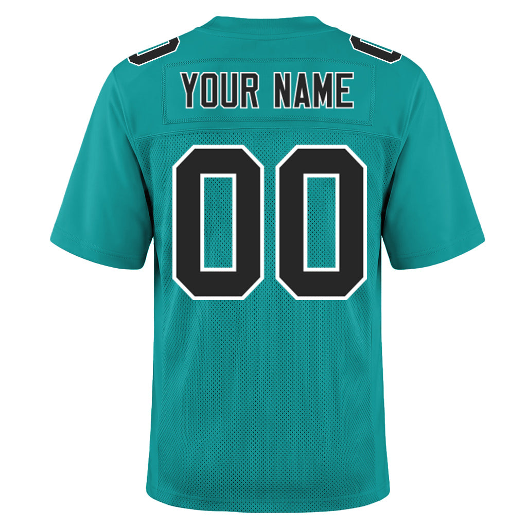 Custom Aqua Black-White Football Jersey