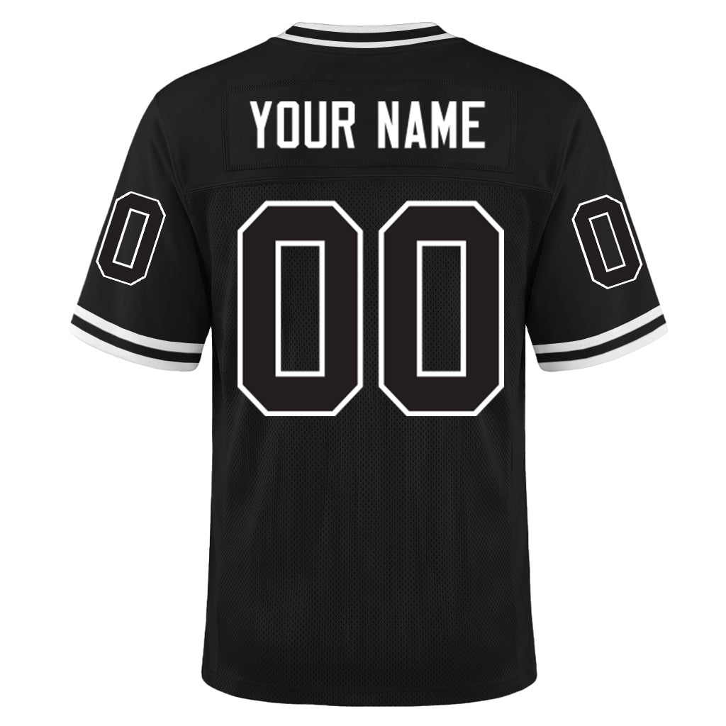 Custom Black White Mesh Football Jersey