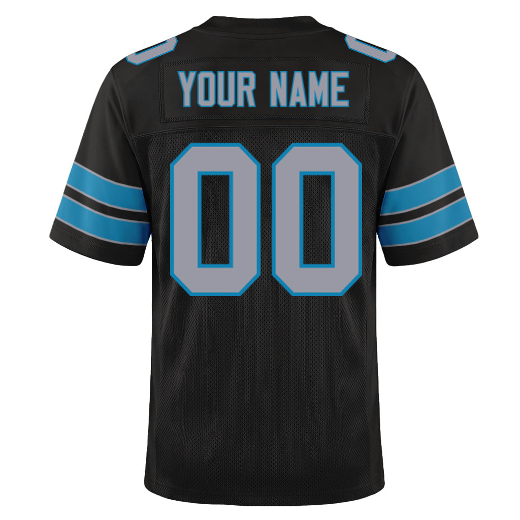 Custom Black Light Gray-Panther Blue Mesh Football Jersey