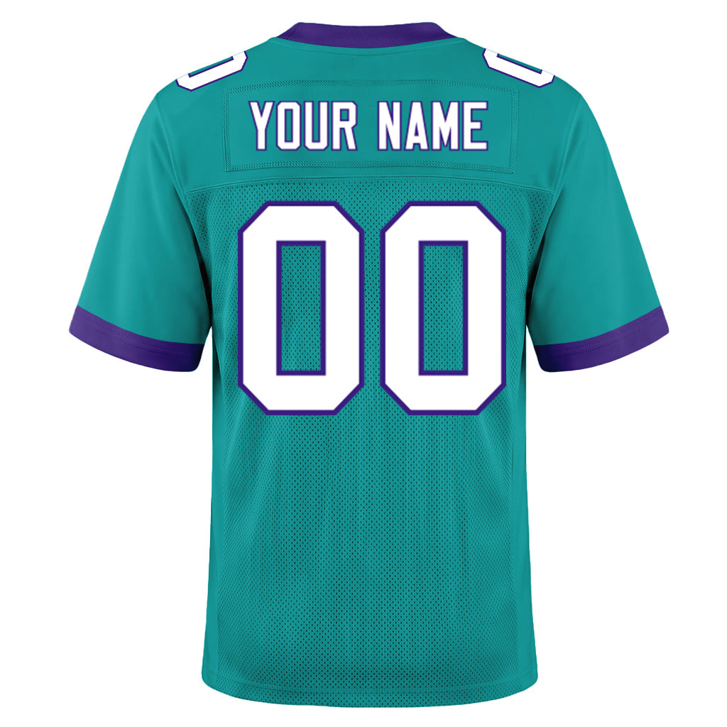 Custom Aqua White-Purple Mesh Football Jersey