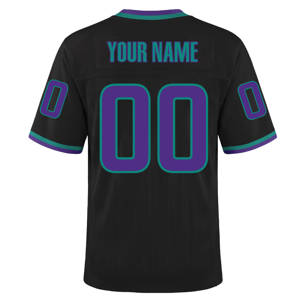 Custom Black Purple-Aqua Mesh Football Jersey