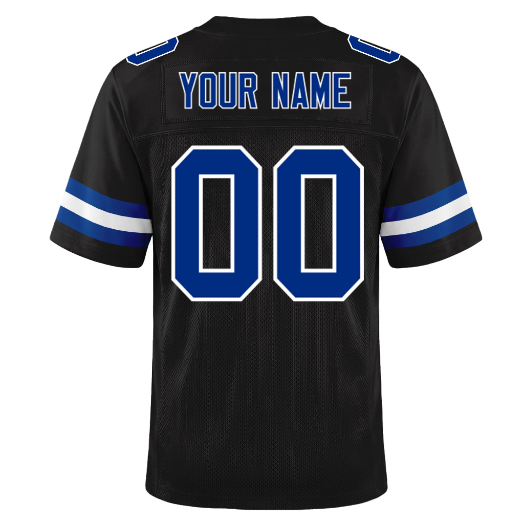 Custom Black Royal-White Mesh Football Jersey