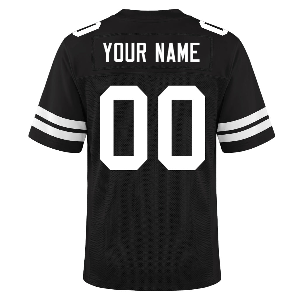 Custom Black White Mesh Football Jersey