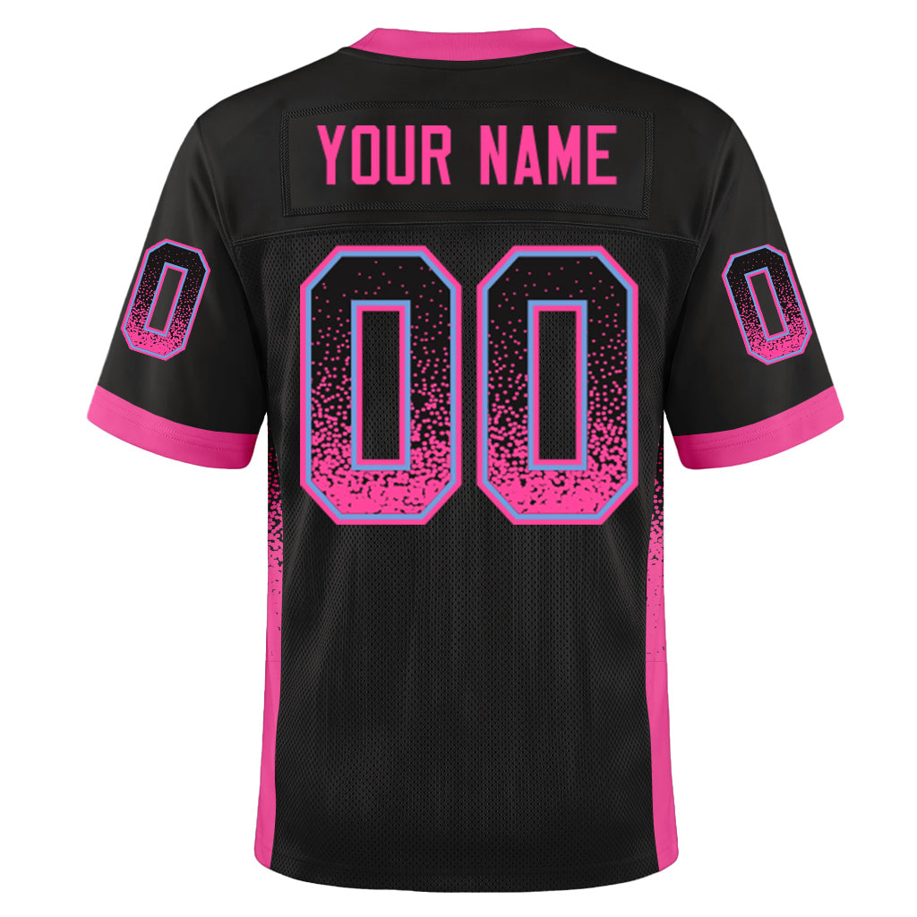 Custom Black Pink-Light Blue Mesh Drift Fashion Mesh Football Jersey