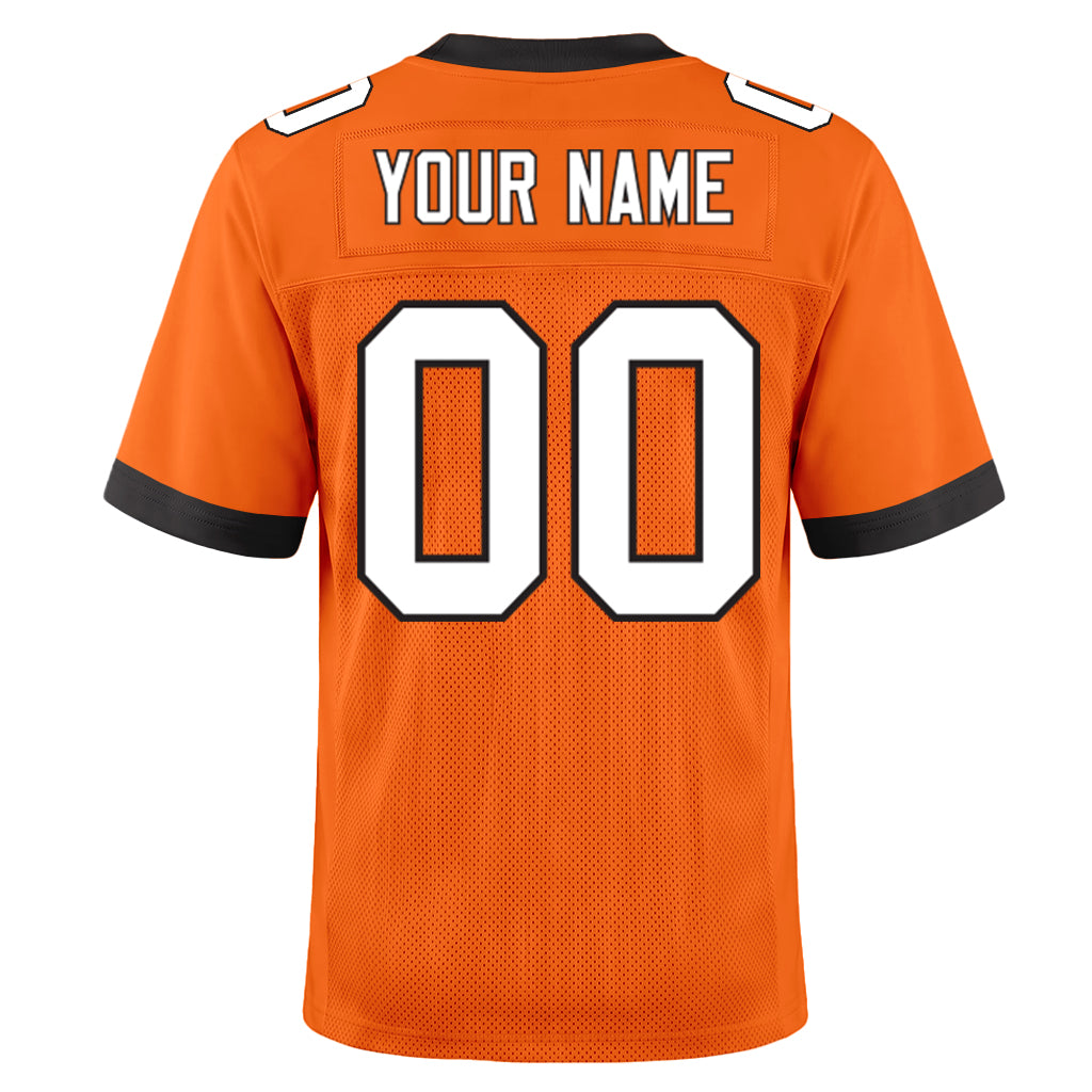 Custom Orange White-Black Mesh Football Jersey