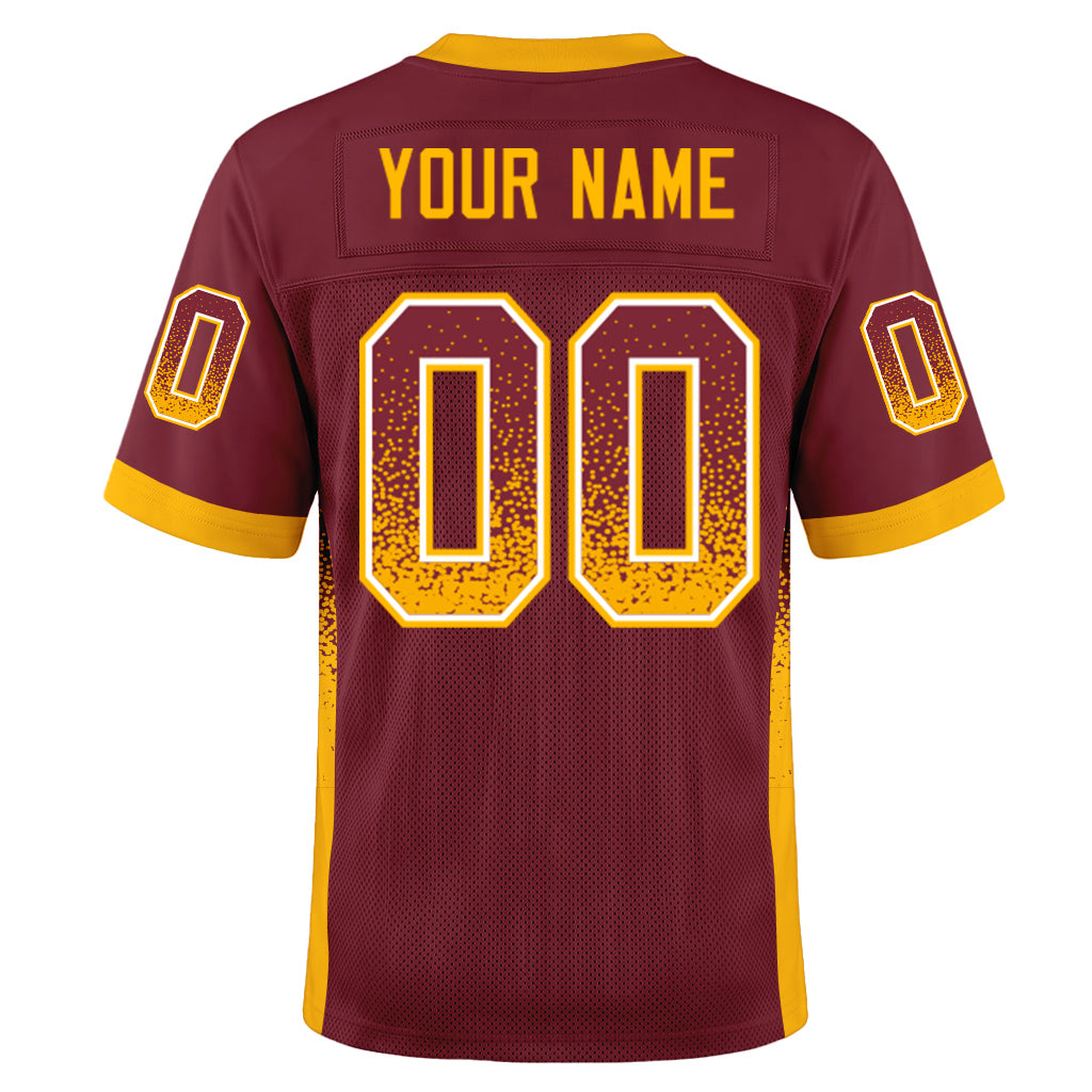 Custom Burgundy Gold-White Mesh Drift Fashion Mesh Football Jersey