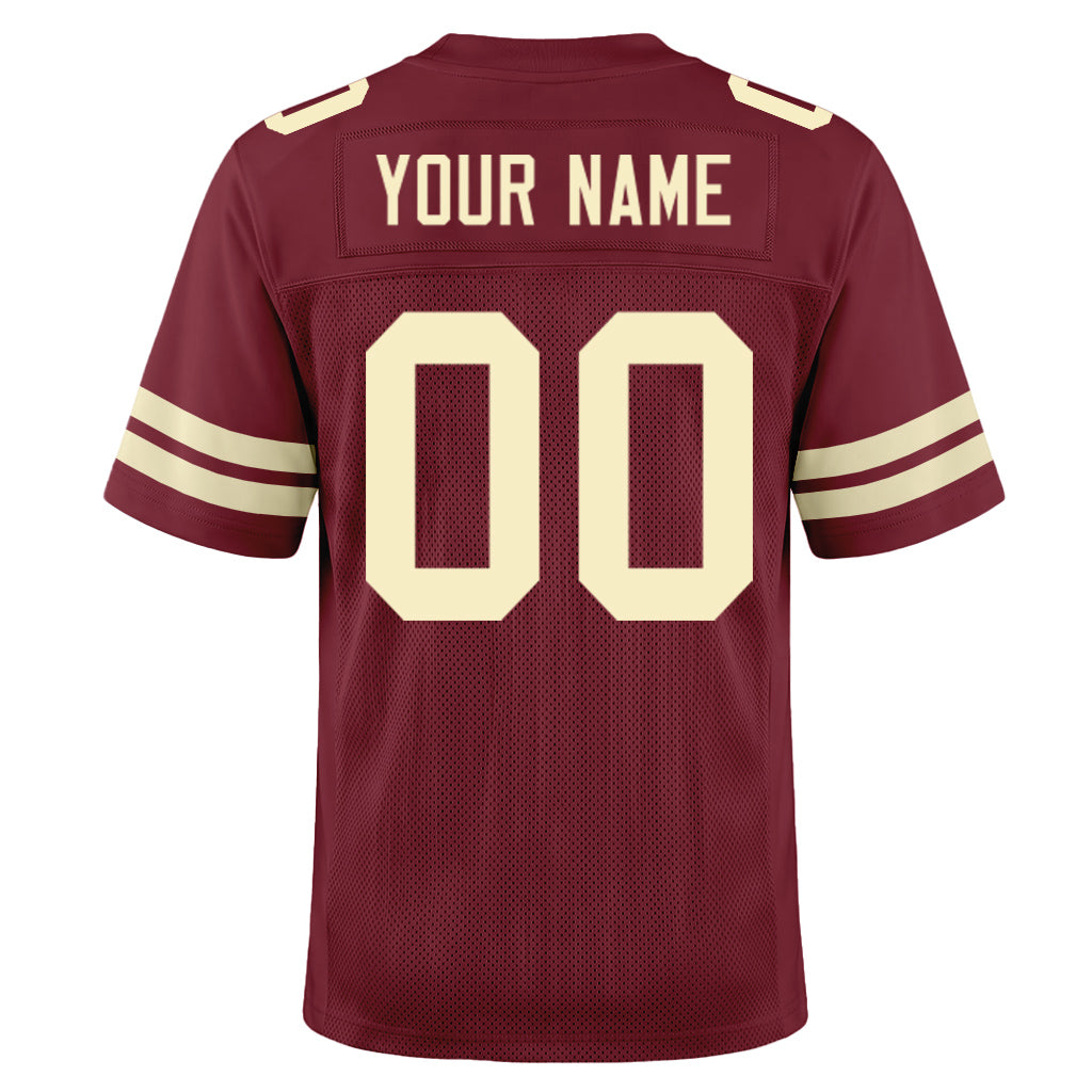 Custom Burgundy Cream Mesh Football Jersey