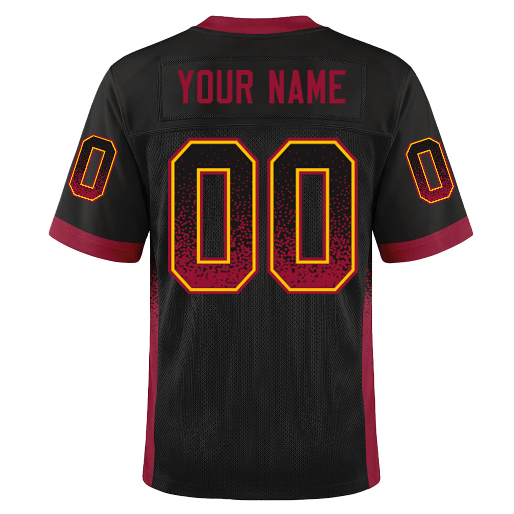 Custom Black Crimson-Yellow Mesh Drift Fashion Mesh Football Jersey