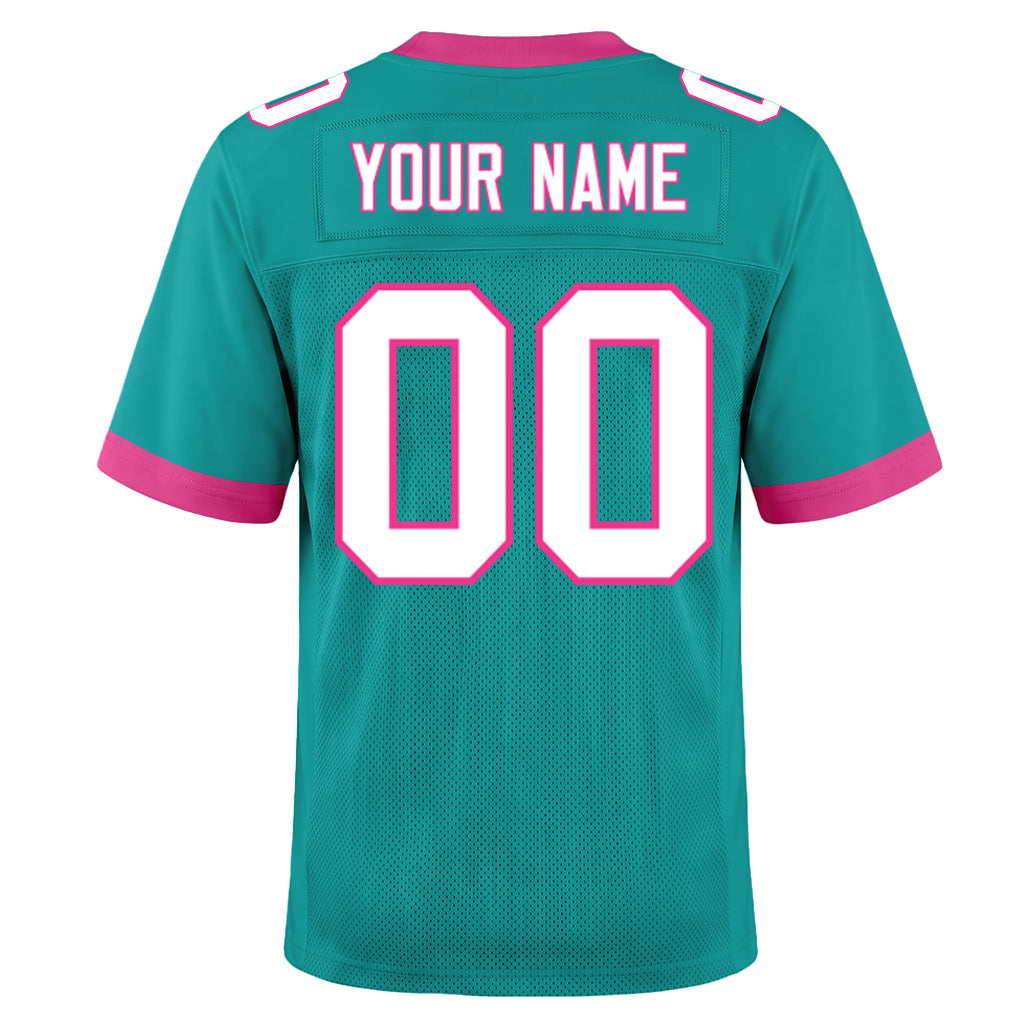 Custom Aqua White-Pink Mesh Football Jersey