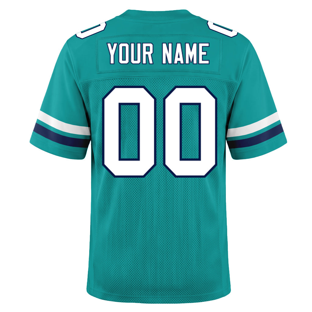 Custom Aqua White-Navy Mesh Football Jersey