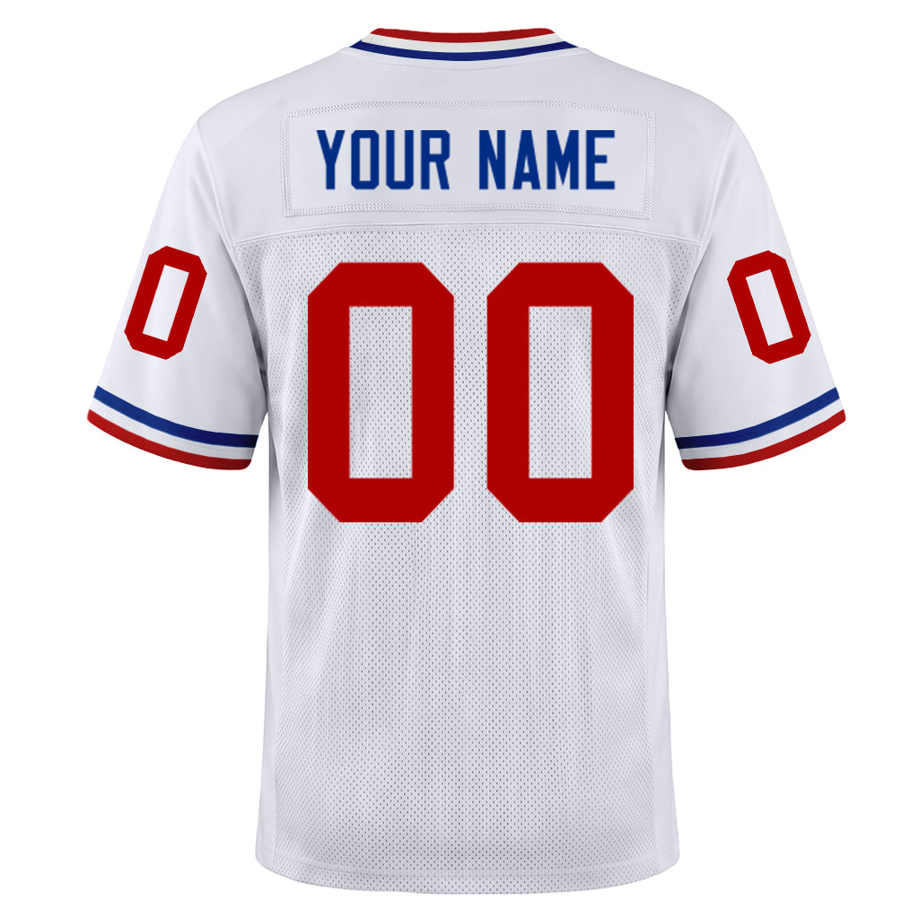 Custom White Red-Royal Mesh Football Jersey