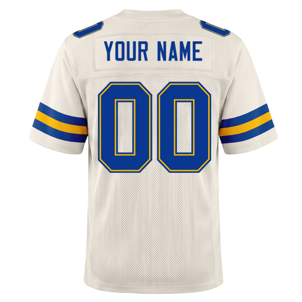 Custom Cream Royal-Gold Mesh Football Jersey