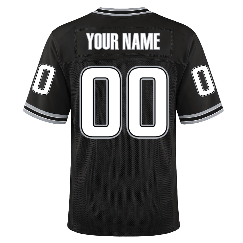 Custom Black White-Gray Mesh Throwback Mesh Football Jersey