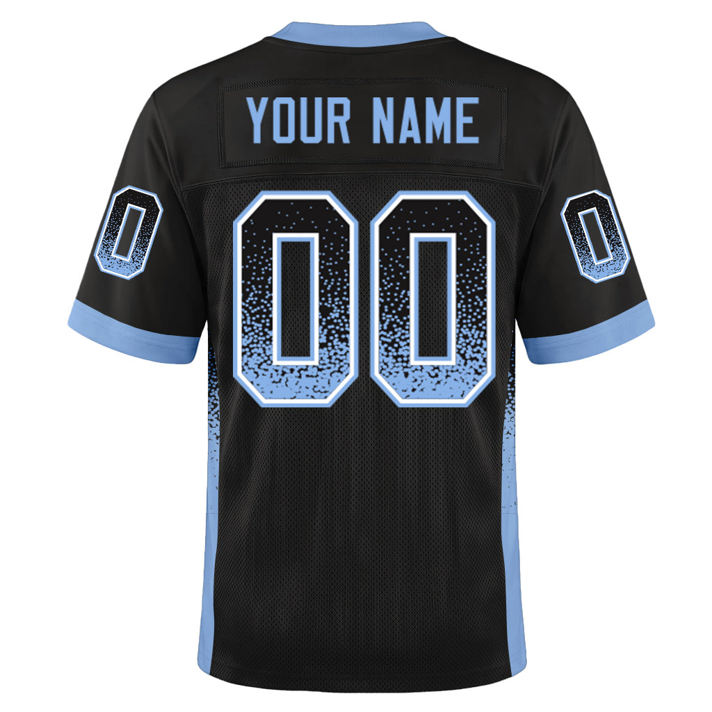 Custom Black Light Blue-White Mesh Drift Fashion Mesh Football Jersey