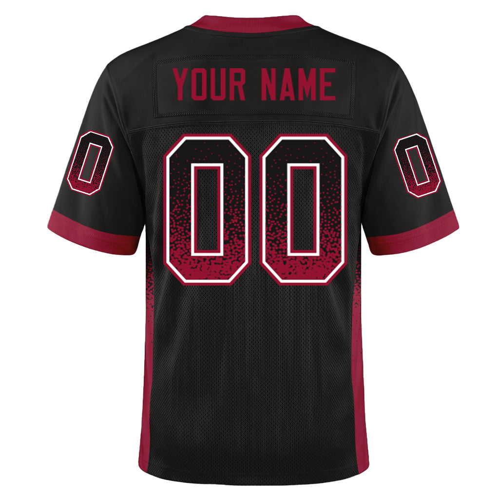 Custom Black Cardinal-White Drift Fashion Custom Name Mesh Football Jersey